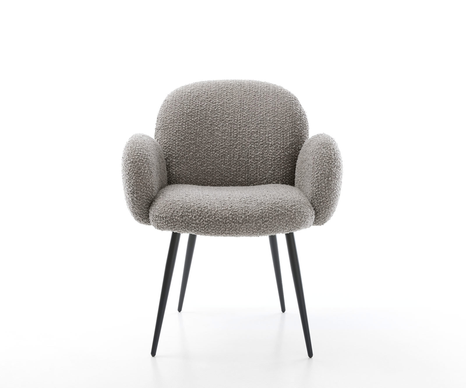 Étkezőszék Nube-Flex karfás bouclé ezüstszürke 4 lábas kúpos fekete zsákrugós - Image 2