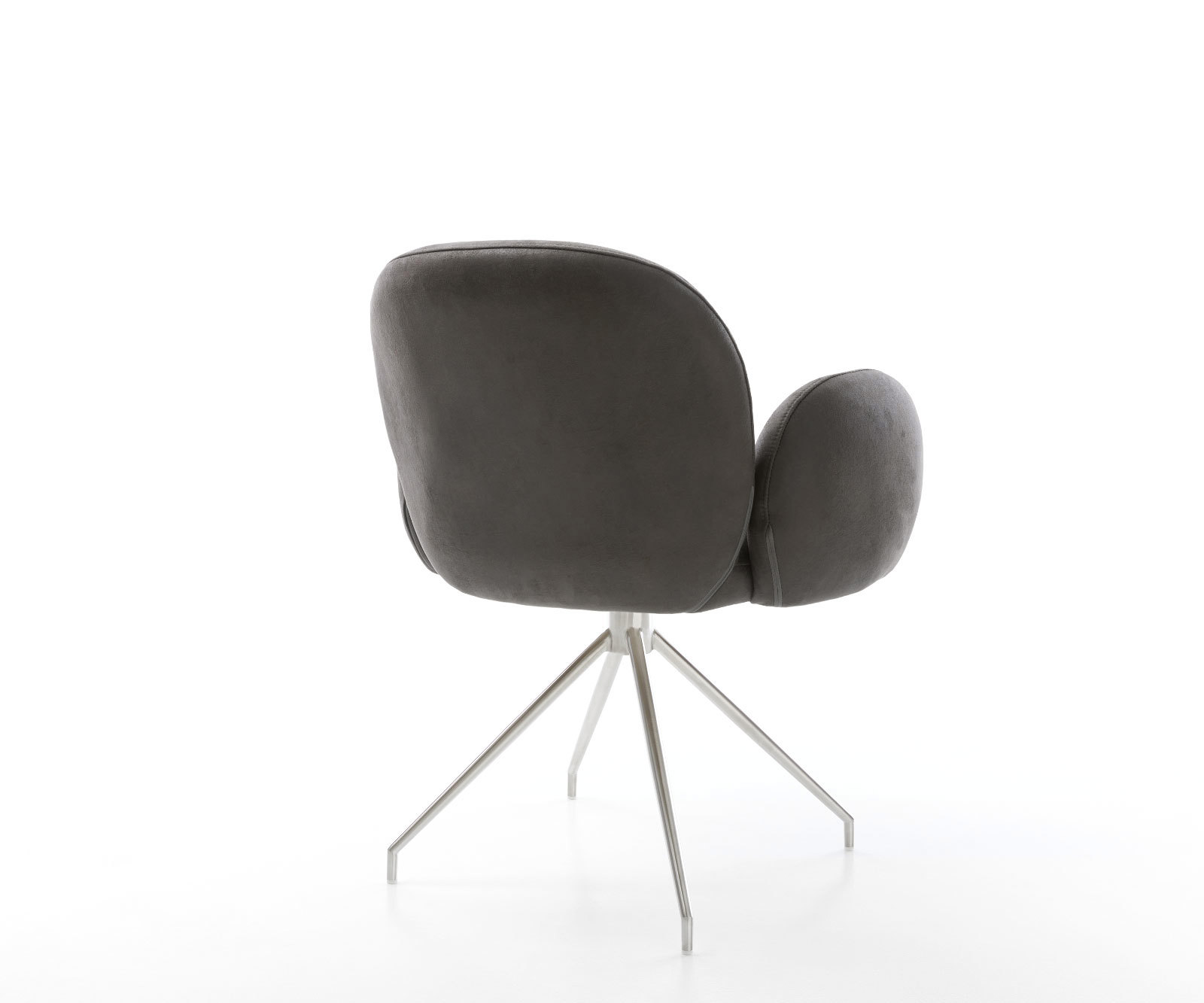 Étkezőszék Nube-Flex karfás mikroszálas antracit vintage kereszt láb kúpos rozsdamentes acél 180° forgatható zsákrugós - Image 5