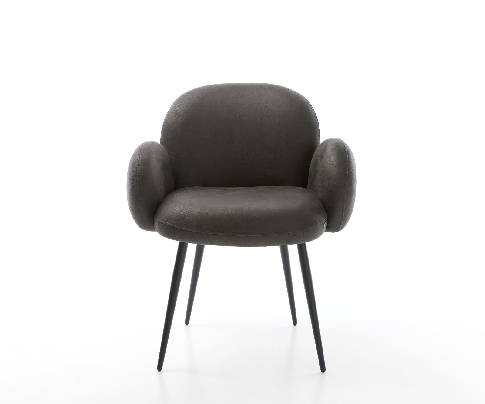 Étkezőszék Nube-Flex kényelmes karfás mikroszálas antracit vintage 4 lábas kúpos fekete zsákrugós - Image 2