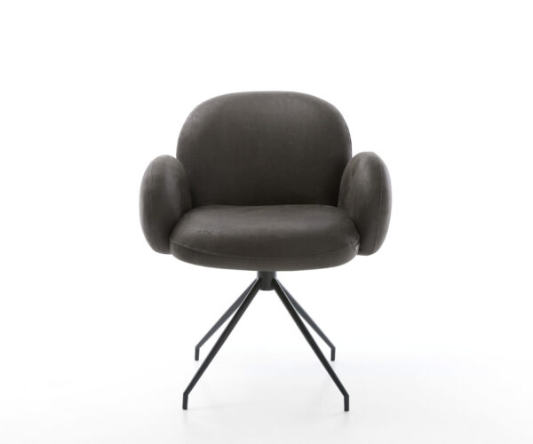 Étkezőszék Nube-Flex karfás mikroszálas antracit vintage kereszt láb kúpos fekete 180° forgatható zsákrugós - Image 2