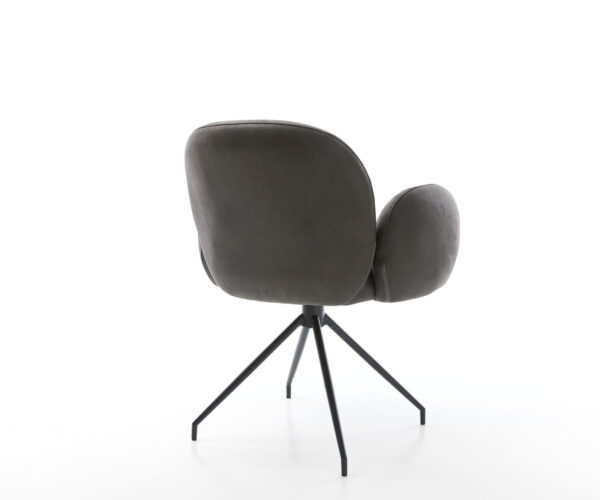 Étkezőszék Nube-Flex karfás mikroszálas antracit vintage kereszt láb kúpos fekete 180° forgatható zsákrugós - Image 5