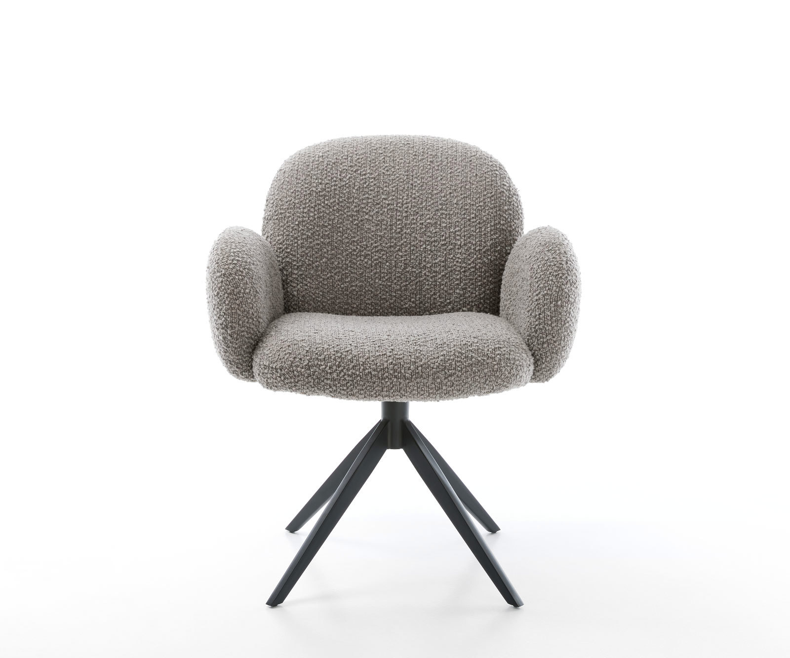 Étkezőszék Nube-Flex karfás bouclé ezüstszürke kereszt láb széles fekete 360° forgatható zsákrugós - Image 2