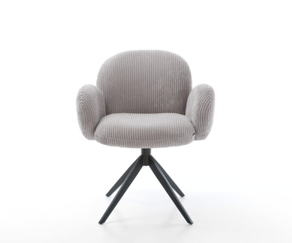Étkezőszék Nube-Flex karfás mikroszálas ezüstszürke kereszt láb széles fekete 360° forgatható zsákrugós - Image 2