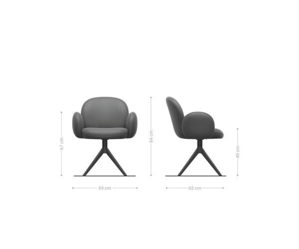 Étkezőszék Nube-Flex karfás mikroszálas ezüstszürke kereszt láb széles fekete 360° forgatható zsákrugós - Image 6
