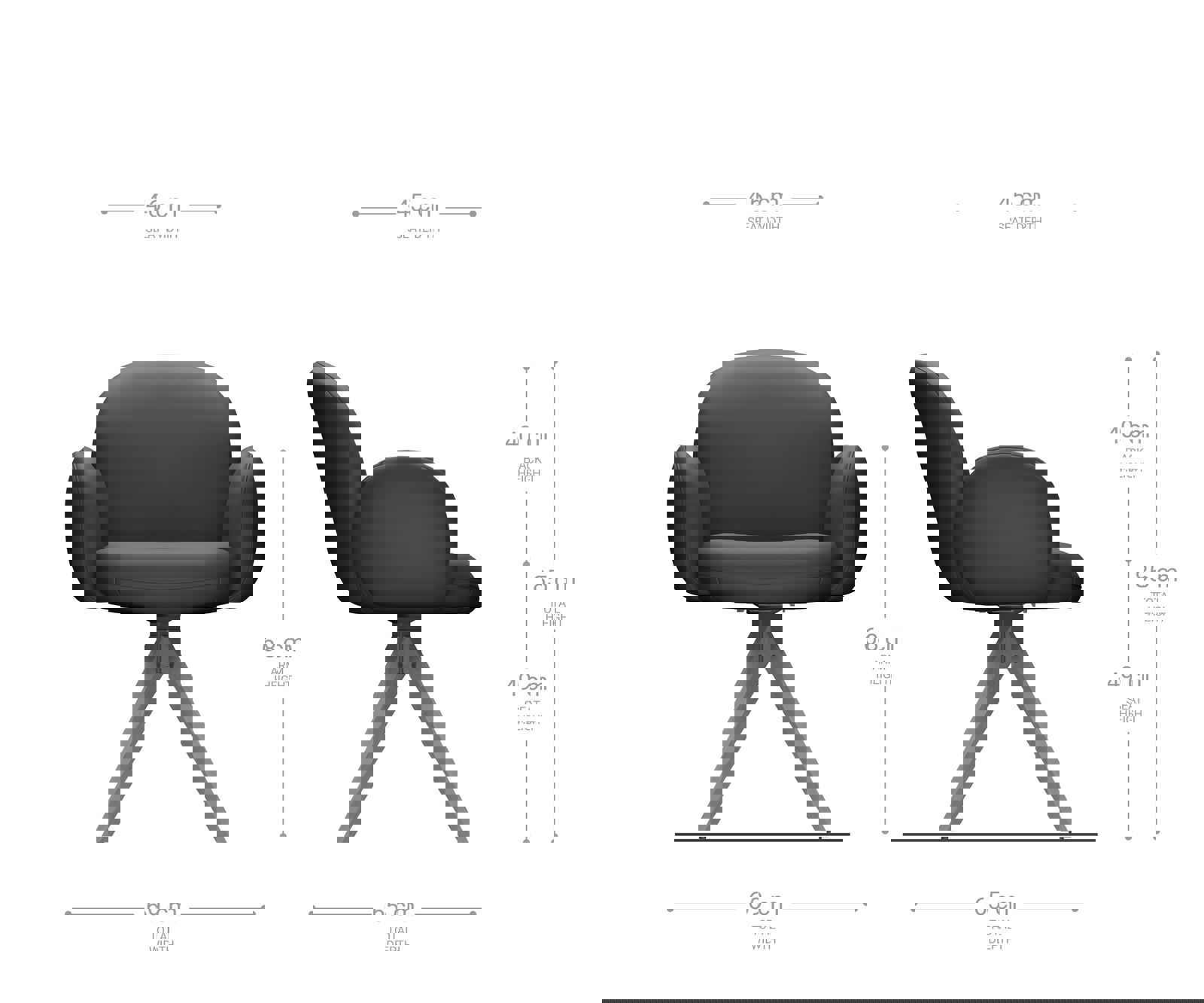 Étkezőszék Nube-Flex kényelmes karfás mikroszálas antracit vintage fa láb szögletes természetes 180° forgatható zsákrugós - Image 6