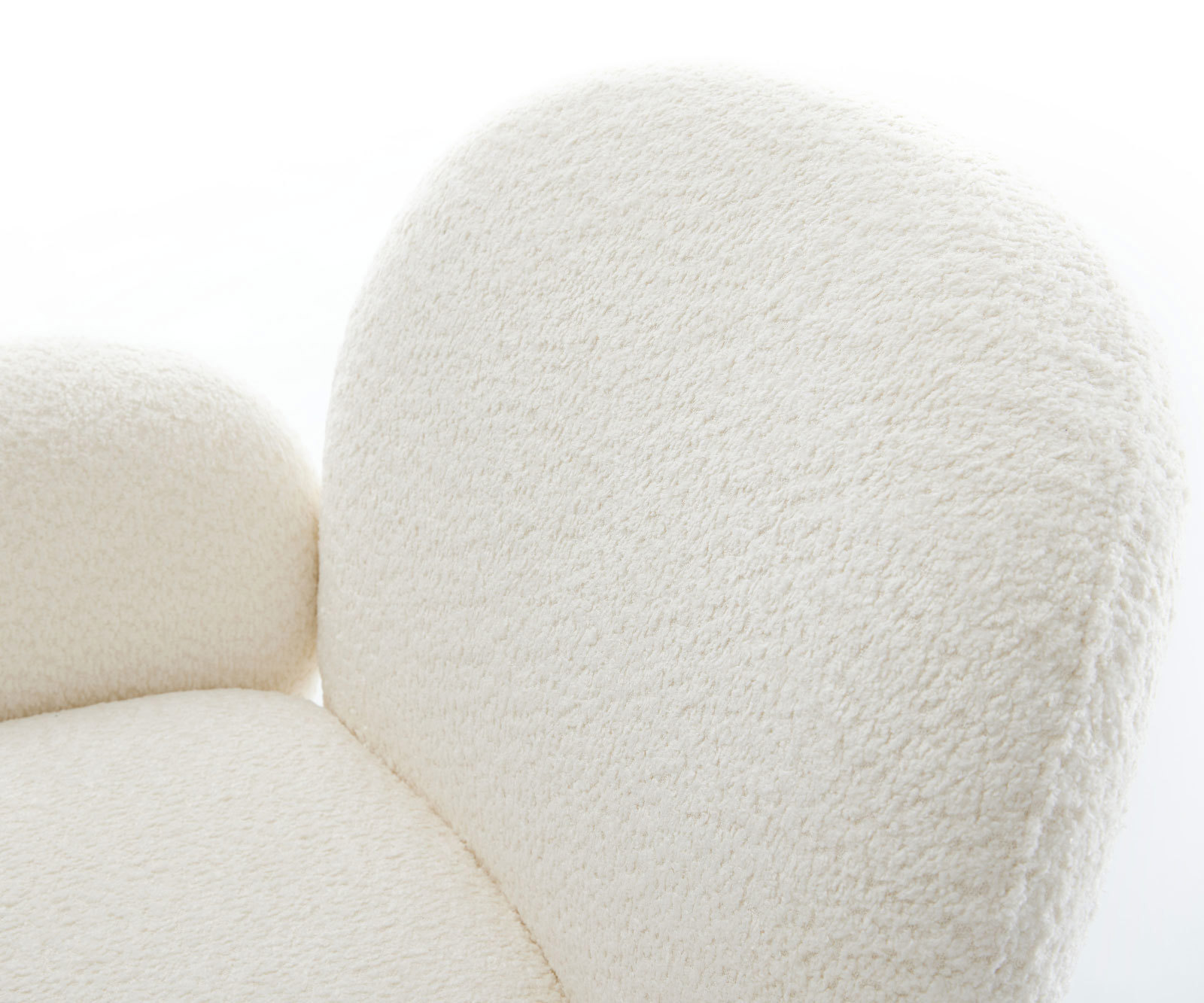 Étkezőszék Nube-Flex karfás bouclé fehér rozsdamentes acél láb 360° forgatható zsákrugós matrac - Image 4