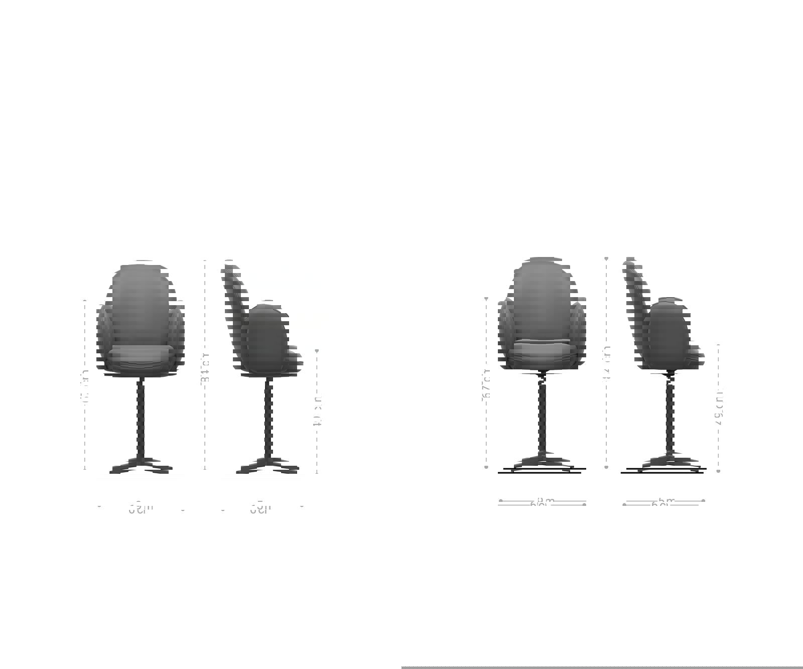 Étkezőszék Nube-Flex karfás bouclé fehér rozsdamentes acél láb 360° forgatható zsákrugós matrac - Image 6