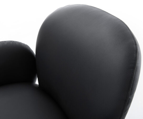 Étkezőszék Nube-Flex karfás valódi bőr fekete rozsdamentes acél láb 360° forgatható zsákrugós - Image 4