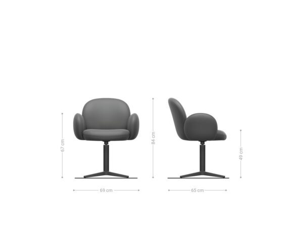 Étkezőszék Nube-Flex karfás valódi bőr fekete rozsdamentes acél láb 360° forgatható zsákrugós - Image 6