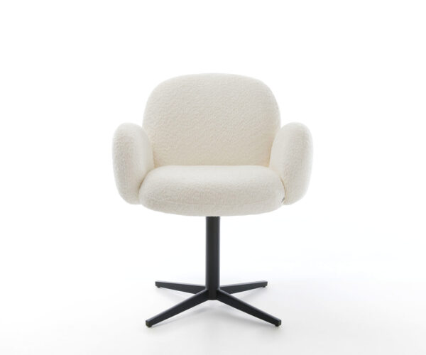 Étkezőszék Nube-Flex karfás bouclé fehér fekete láb 360° forgatható zsákrugós - Image 2