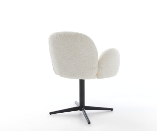 Étkezőszék Nube-Flex karfás bouclé fehér fekete láb 360° forgatható zsákrugós - Image 5