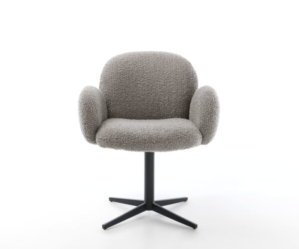 Étkezőszék Nube-Flex karfás bouclé ezüstszürke fekete láb 360° forgatható zsákrugós - Image 2