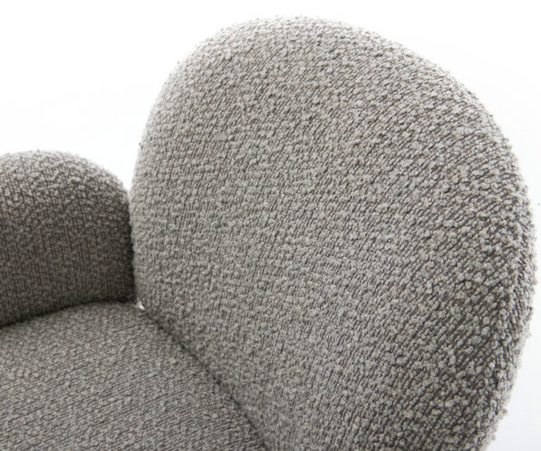 Étkezőszék Nube-Flex karfás bouclé ezüstszürke fekete láb 360° forgatható zsákrugós - Image 4