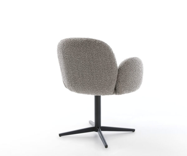 Étkezőszék Nube-Flex karfás bouclé ezüstszürke fekete láb 360° forgatható zsákrugós - Image 5