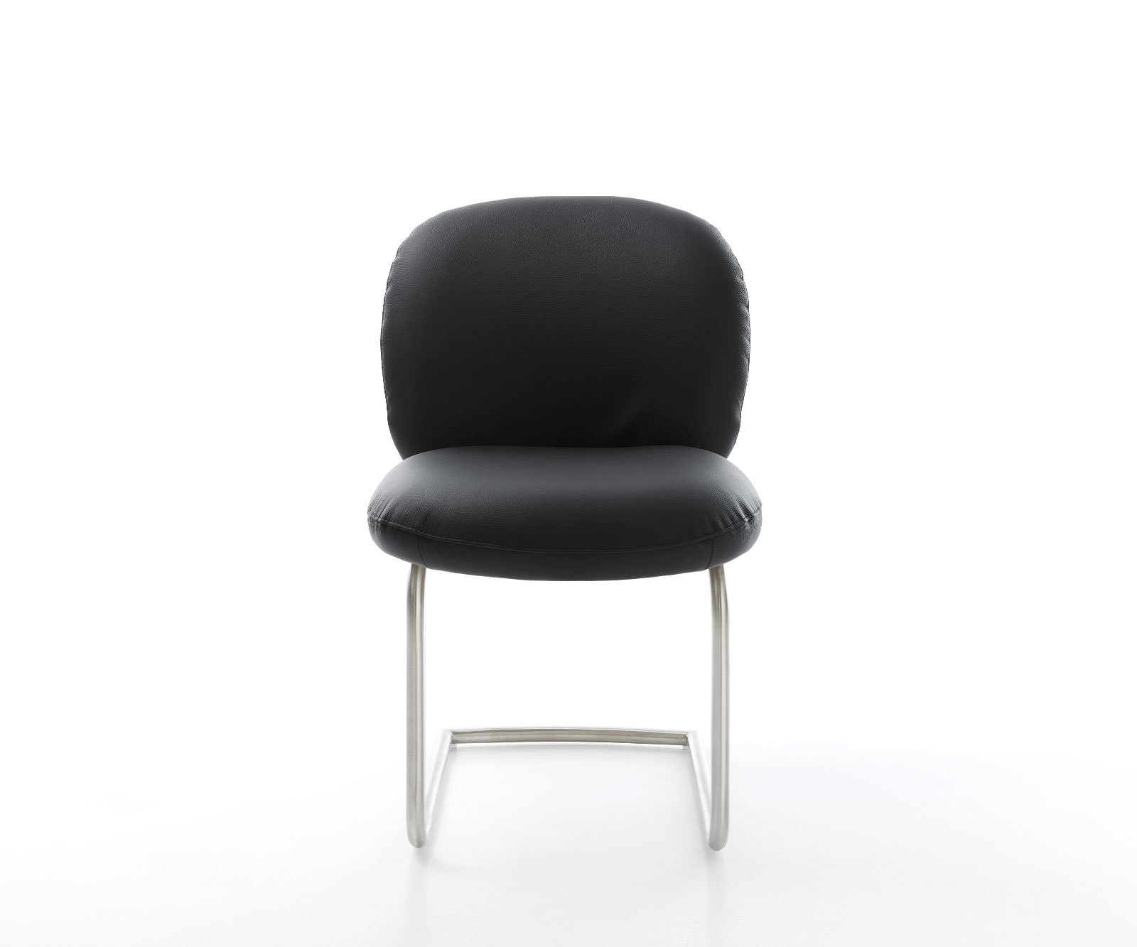 Étkezőszék Nube-Flex valódi bőr fekete étkezőszék kerek rozsdamentes acél zsákrugós - Image 2