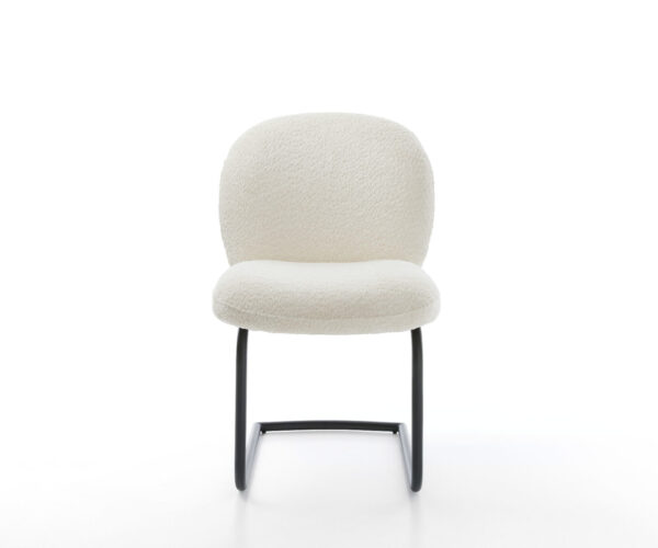 Étkezőszék Nube-Flex bouclé fehér étkezőszék kerek fekete zsákrugós - Image 2