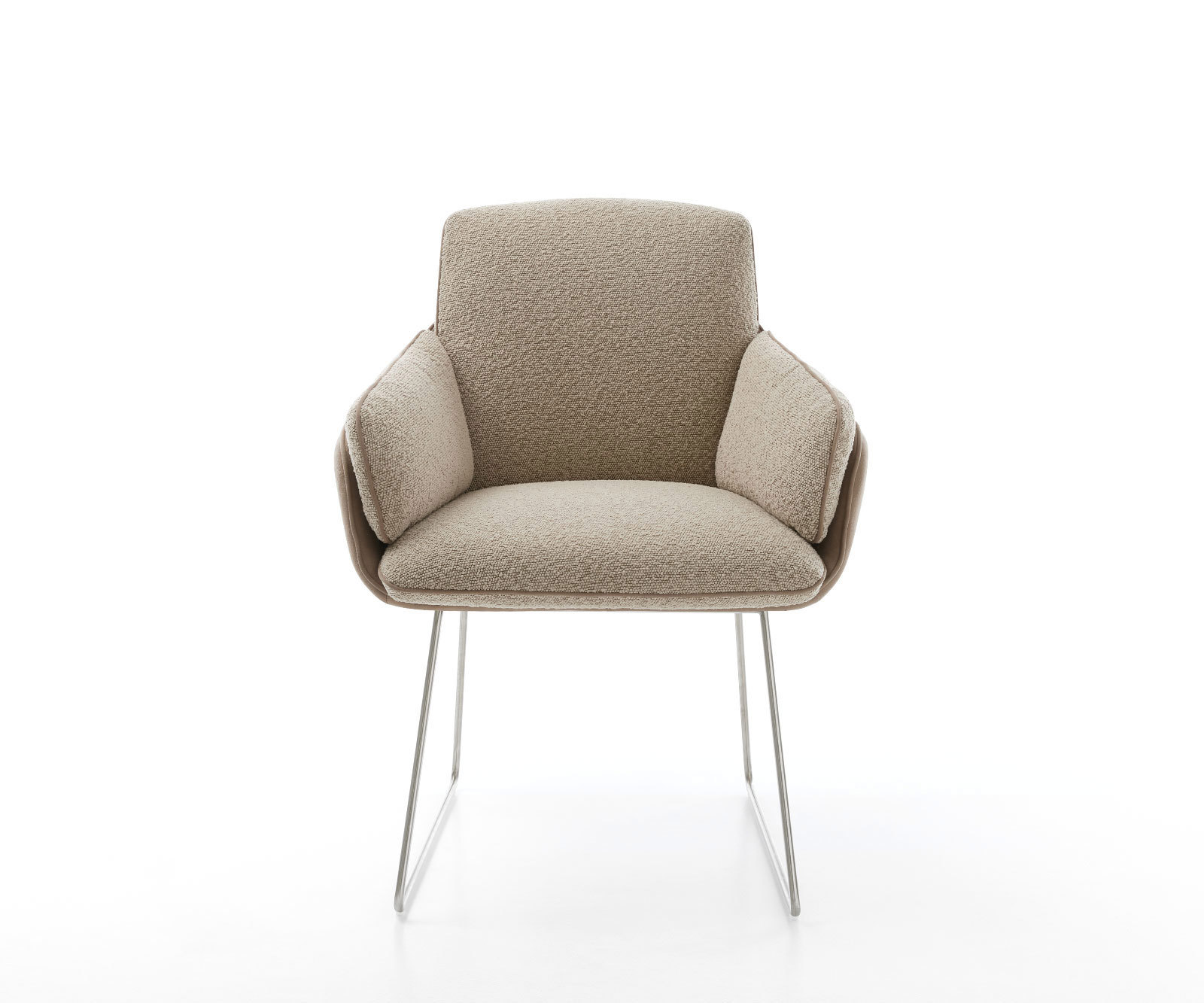 Étkezőszék Luan-Flex karfás vegyes anyagok sötét bézs vékony lábazat rozsdamentes acél - Image 2