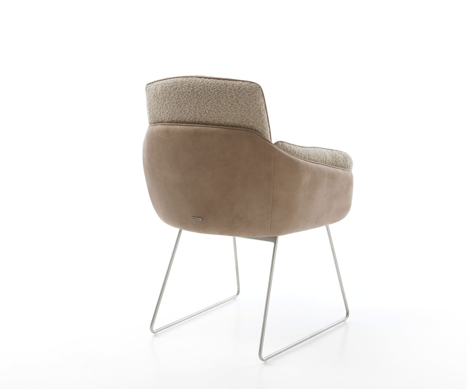 Étkezőszék Luan-Flex karfás vegyes anyagok sötét bézs vékony lábazat rozsdamentes acél - Image 4