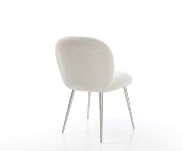Étkezőszék Nube-Flex bouclé fehér 4 lábú kúpos rozsdamentes acél zsákrugós - Image 5