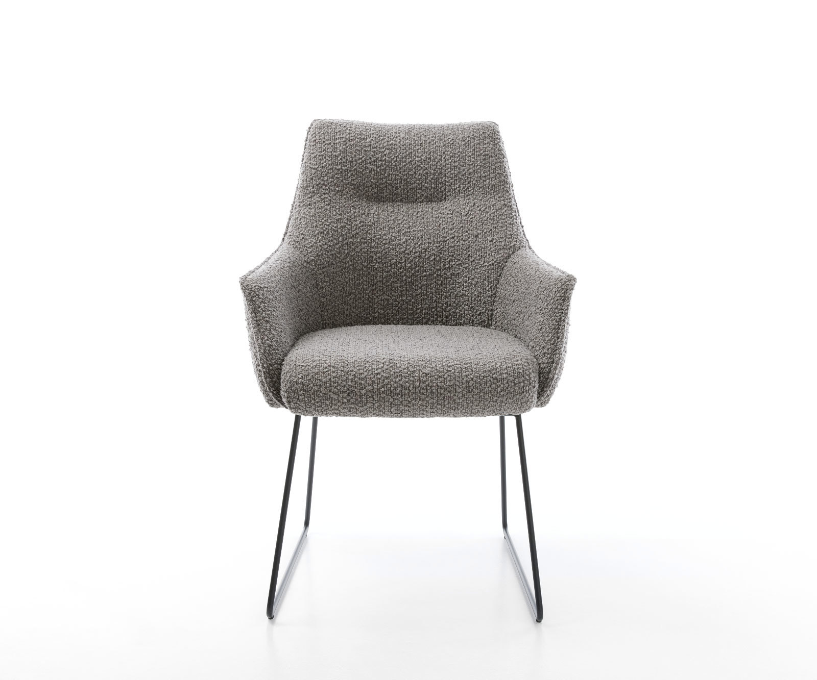 Étkezőszék Alja-Flex karfás bouclé ezüstszürke vékony lábazat fekete zsákrugós - Image 2