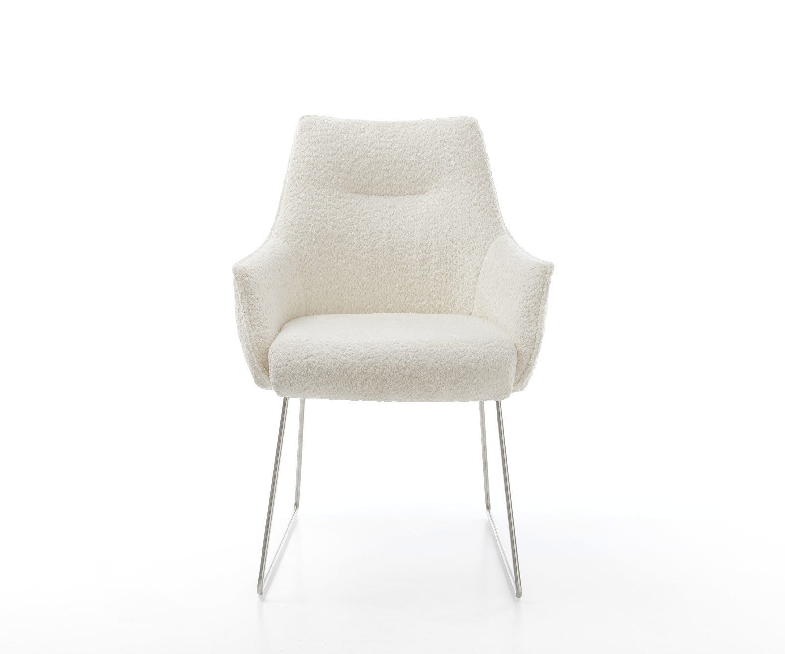 Étkezőszék Alja-Flex karfás bouclé fehér vékony fém láb zsákrugós - Image 2