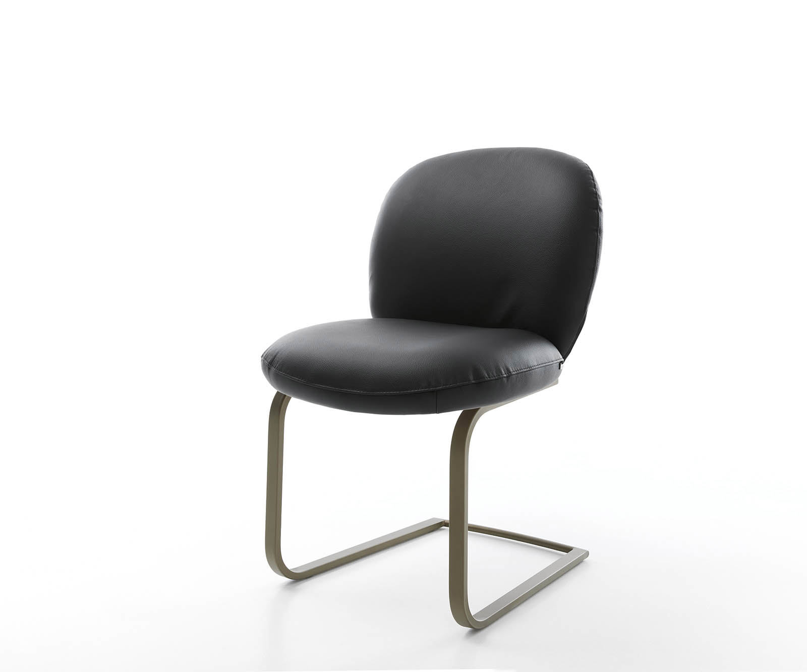 Étkezőszék Nube-Flex valódi bőr fekete étkezőszék lapos hatású titán zsákrugós