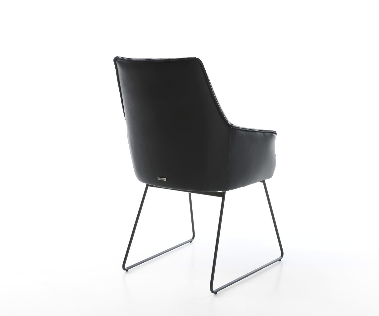 Étkezőszék Alja-Flex karfás valódi bőr fekete vékony lábazat fekete zsákrugós - Image 5