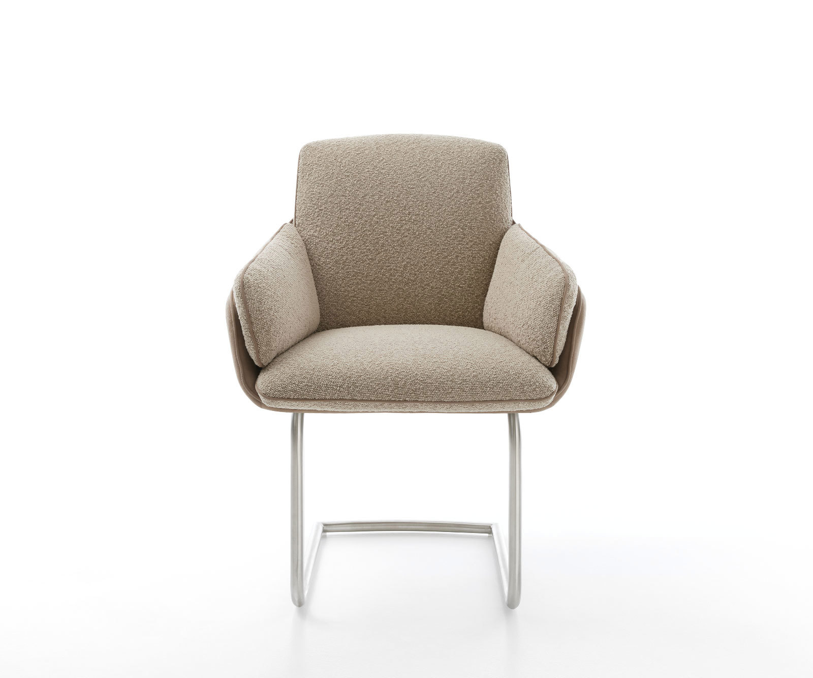 Étkezőszék Luan-Flex karfás vegyes anyagok sötét bézs kerek rozsdamentes acél lábbal - Image 2