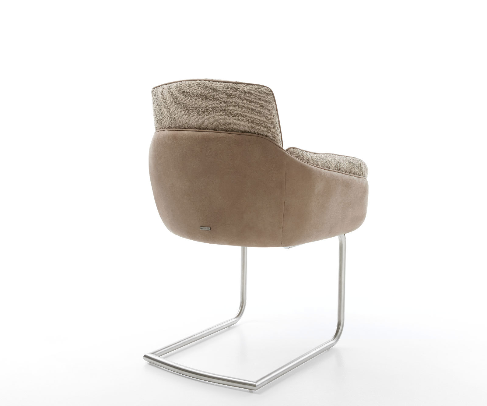 Étkezőszék Luan-Flex karfás vegyes anyagok sötét bézs kerek rozsdamentes acél lábbal - Image 4