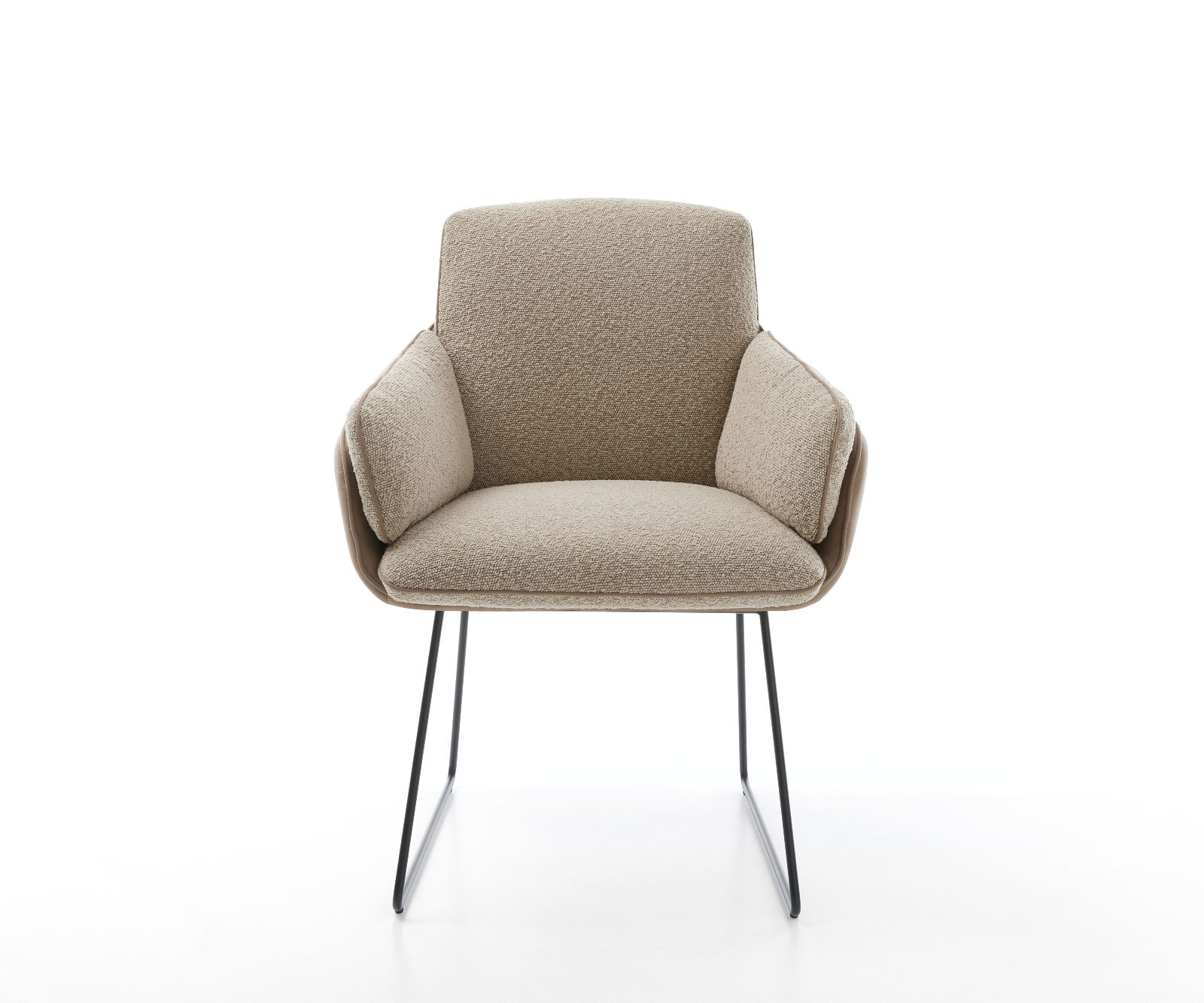 Étkezőszék Luan-Flex karfás vegyes anyagok sötét bézs vékony lábazattal fekete - Image 2