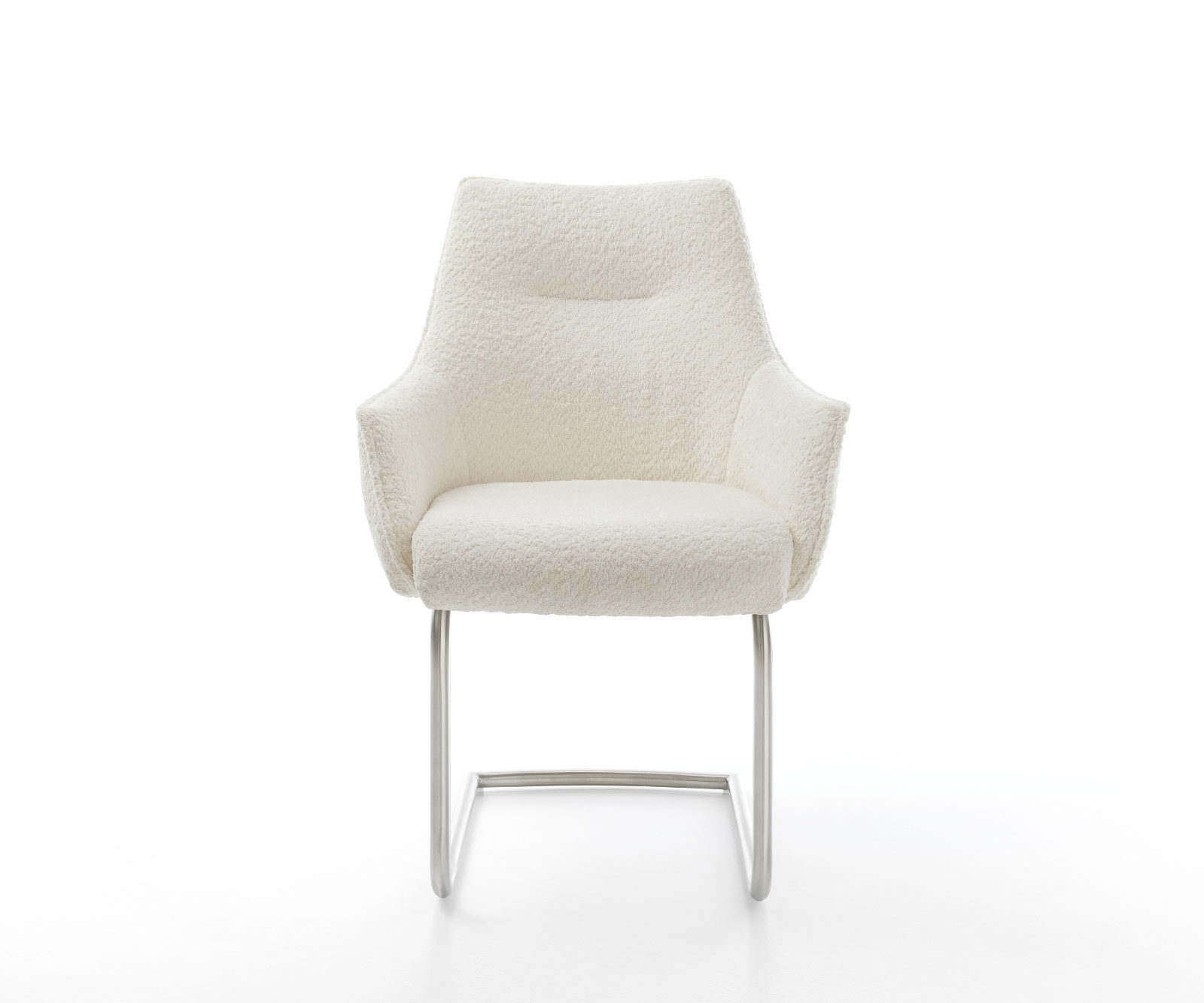 Étkezőszék Alja-Flex karfás bouclé fehér étkezőszék kerek rozsdamentes acél zsákrugós - Image 2