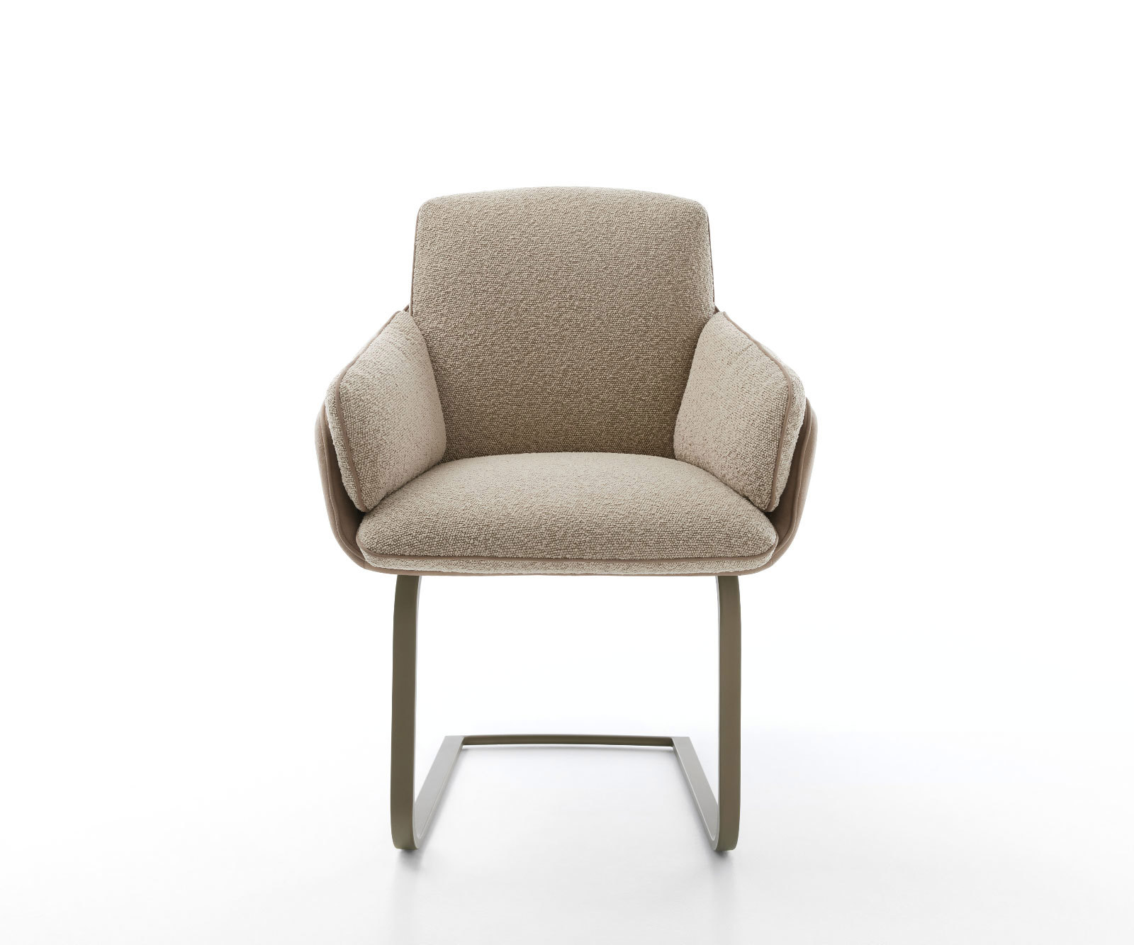 Étkezőszék Luan-Flex karfás vegyes anyagok sötét bézs lapos freischwinger titán hatású - Image 2