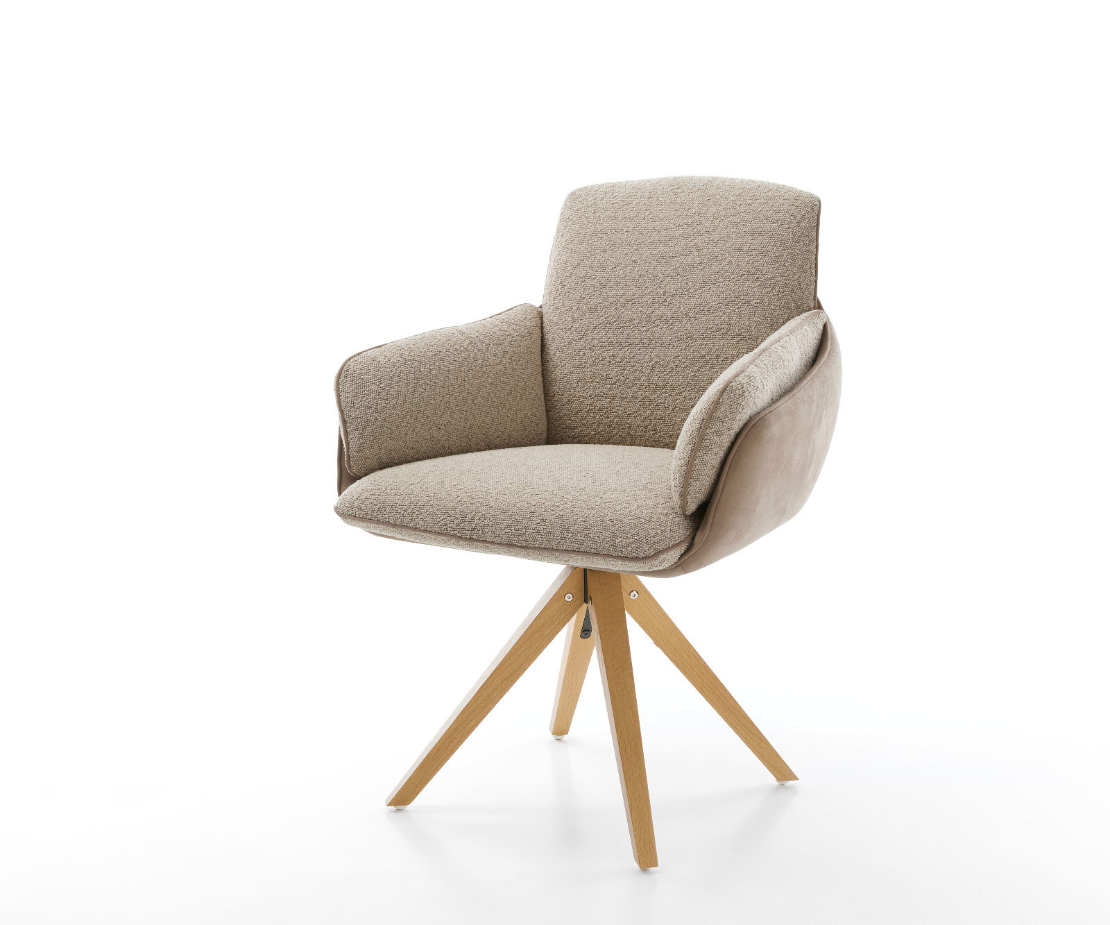 Étkezőszék Luan-Flex karfás vegyes anyagokból sötét bézs fa lábazattal szögletes természetes 180° forgatható