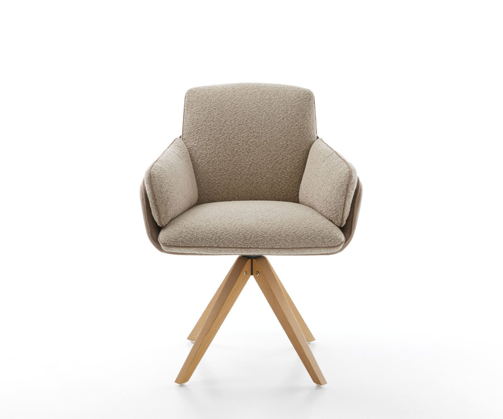 Étkezőszék Luan-Flex karfás vegyes anyagokból sötét bézs fa lábazattal szögletes természetes 180° forgatható - Image 2