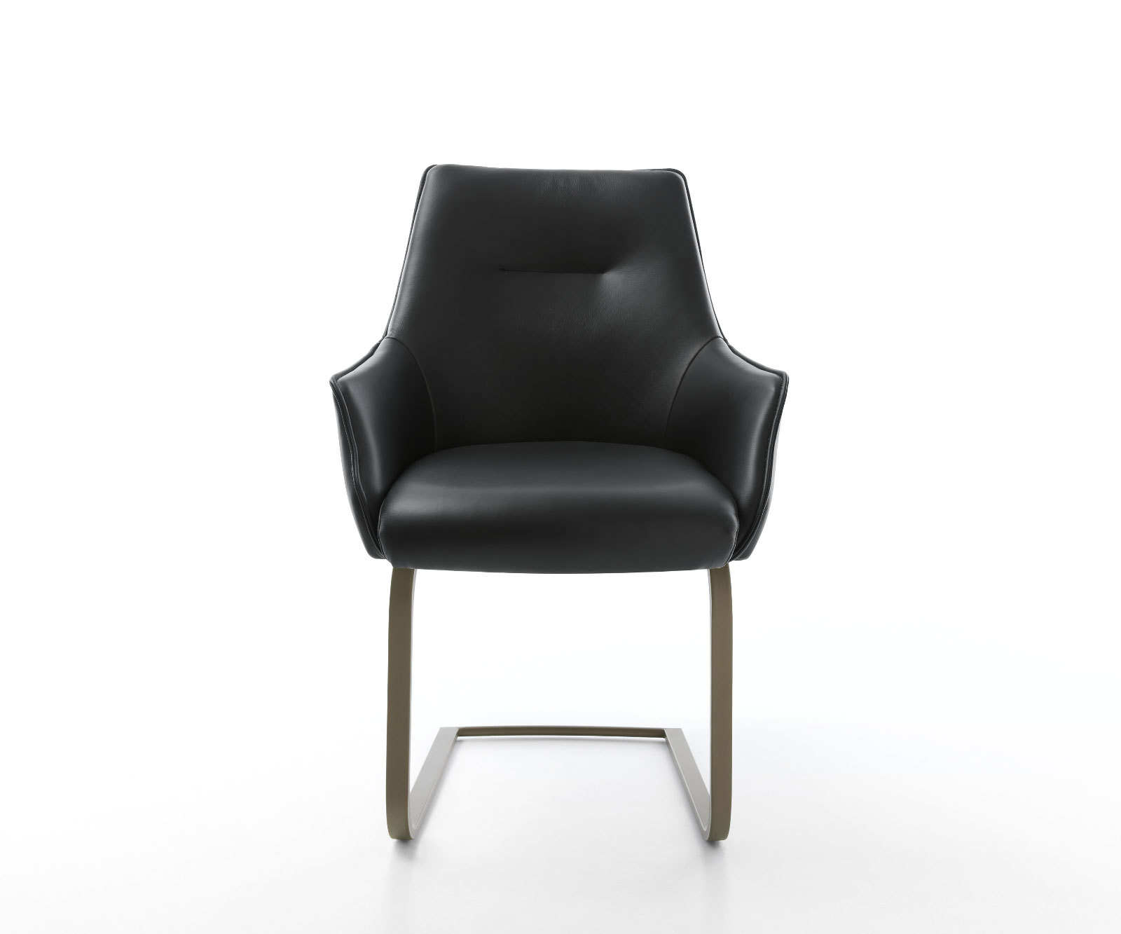 Étkezőszék Alja-Flex karfás valódi bőr fekete étkezőszék lapos hatású titán zsákrugós - Image 2