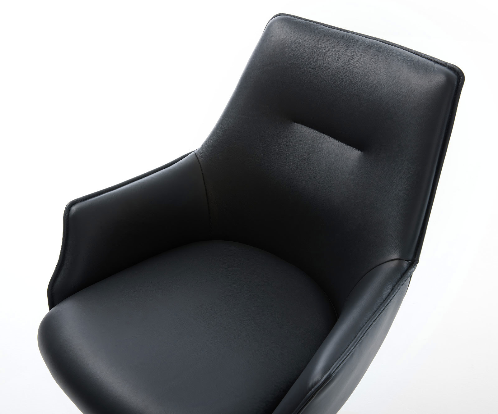 Étkezőszék Alja-Flex karfás valódi bőr fekete étkezőszék lapos hatású titán zsákrugós - Image 4