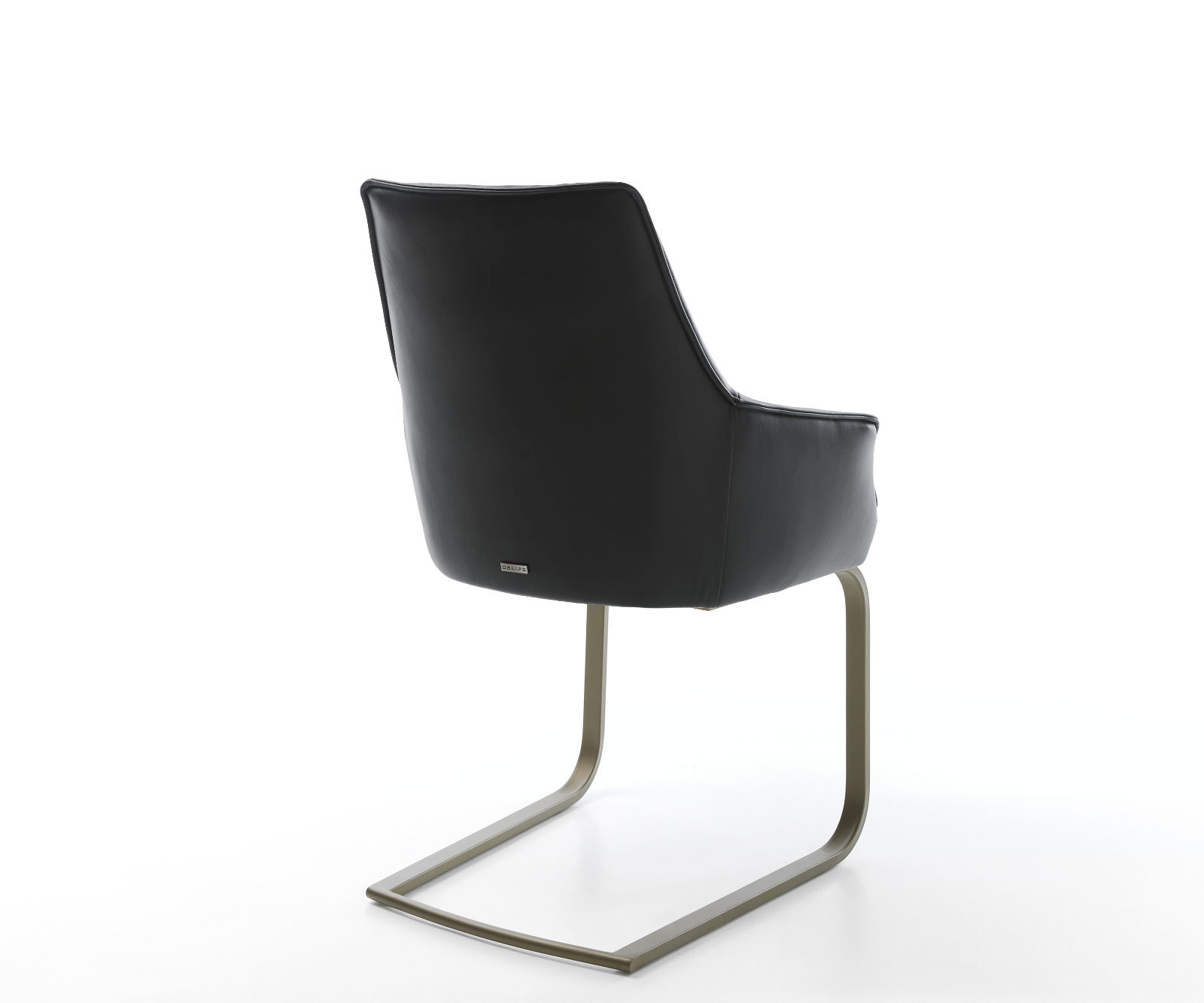 Étkezőszék Alja-Flex karfás valódi bőr fekete étkezőszék lapos hatású titán zsákrugós - Image 5