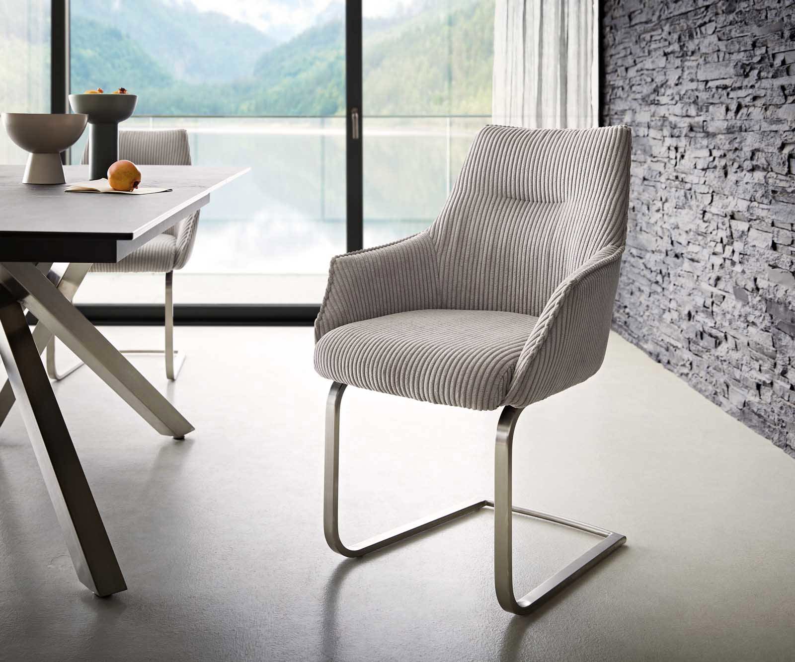 Étkezőszék Alja-Flex karfás mikroszálas ezüstszürke étkezőszék lapos rozsdamentes acél zsákrugós