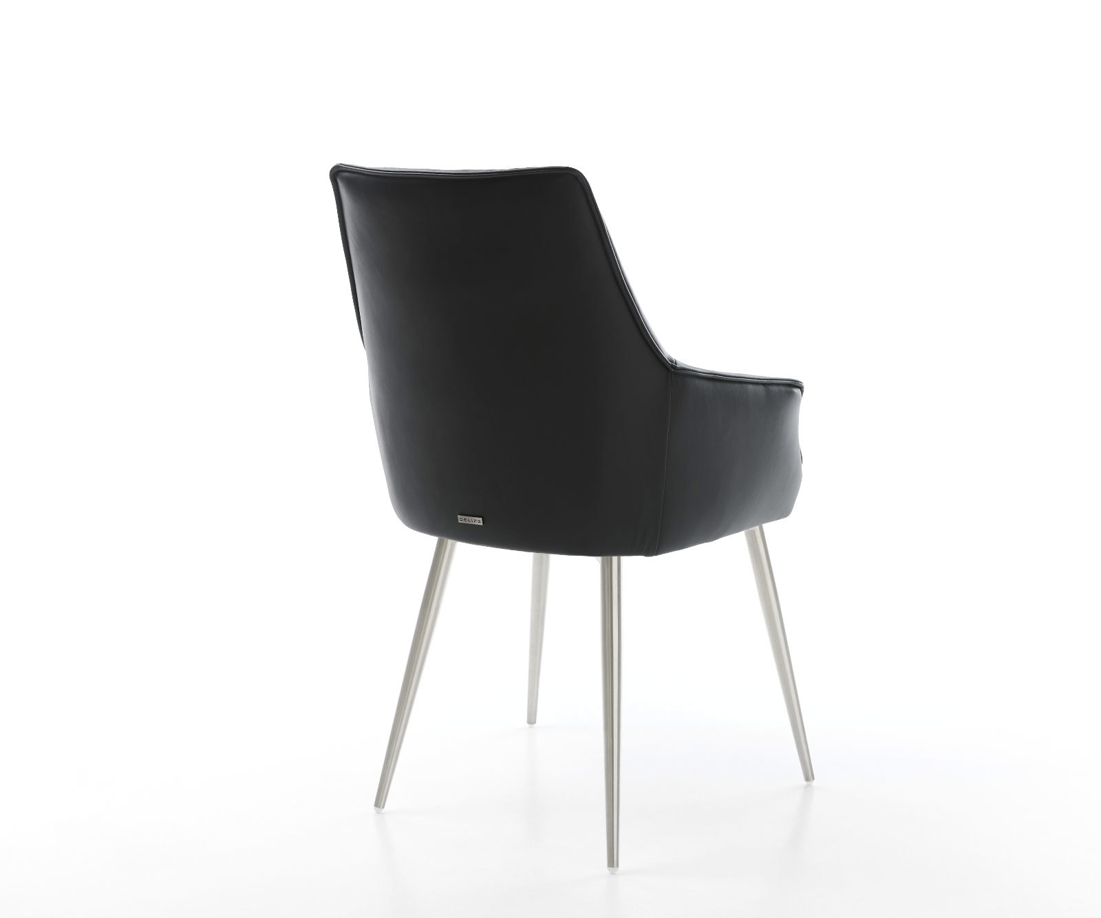 Étkezőszék Alja-Flex karfás valódi bőr fekete 4 lábas kúpos rozsdamentes acél zsákrugós - Image 5