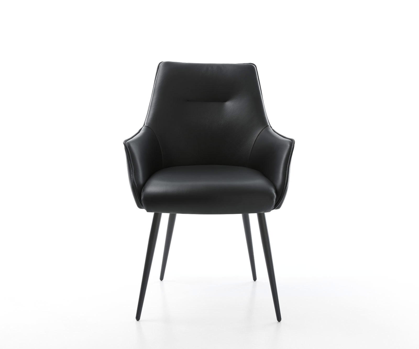 Étkezőszék Alja-Flex karfás valódi bőr fekete 4 lábas kúpos fekete zsákrugós - Image 2