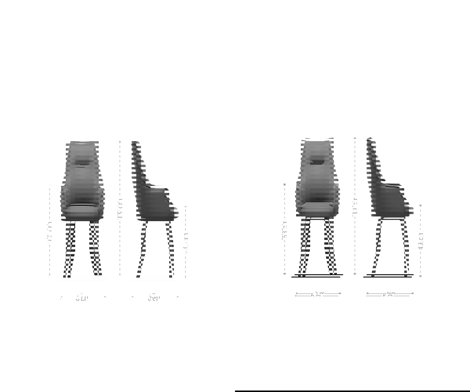 Étkezőszék Alja-Flex karfás valódi bőr fekete 4 lábas kúpos fekete zsákrugós - Image 6