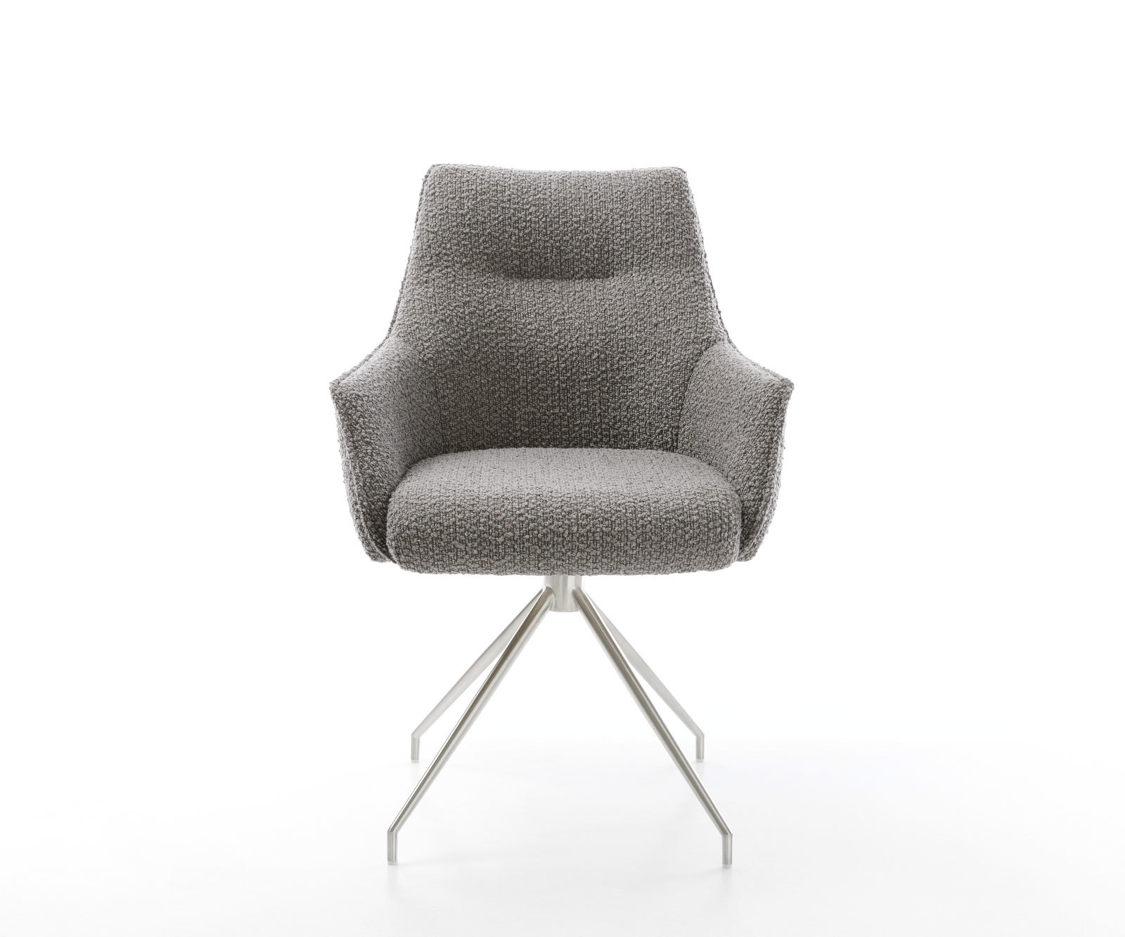 Étkezőszék Alja-Flex karfás bouclé ezüstszürke kereszt láb kúpos rozsdamentes acél 180° forgatható zsákrugós - Image 2