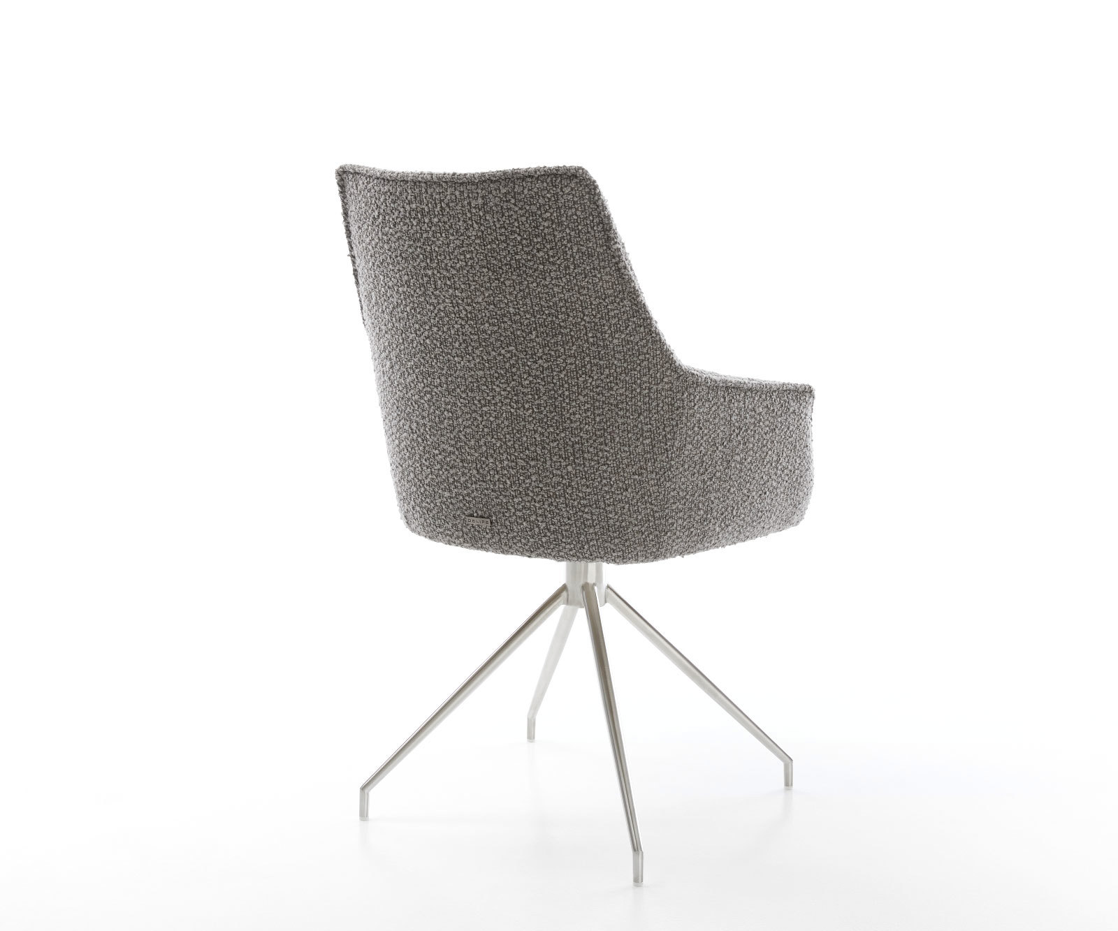 Étkezőszék Alja-Flex karfás bouclé ezüstszürke kereszt láb kúpos rozsdamentes acél 180° forgatható zsákrugós - Image 5