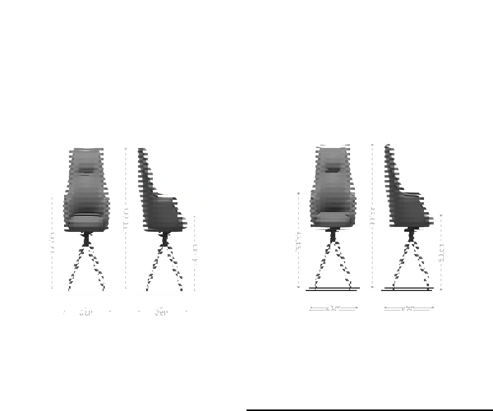 Étkezőszék Alja-Flex karfás bouclé ezüstszürke kereszt láb kúpos rozsdamentes acél 180° forgatható zsákrugós - Image 6