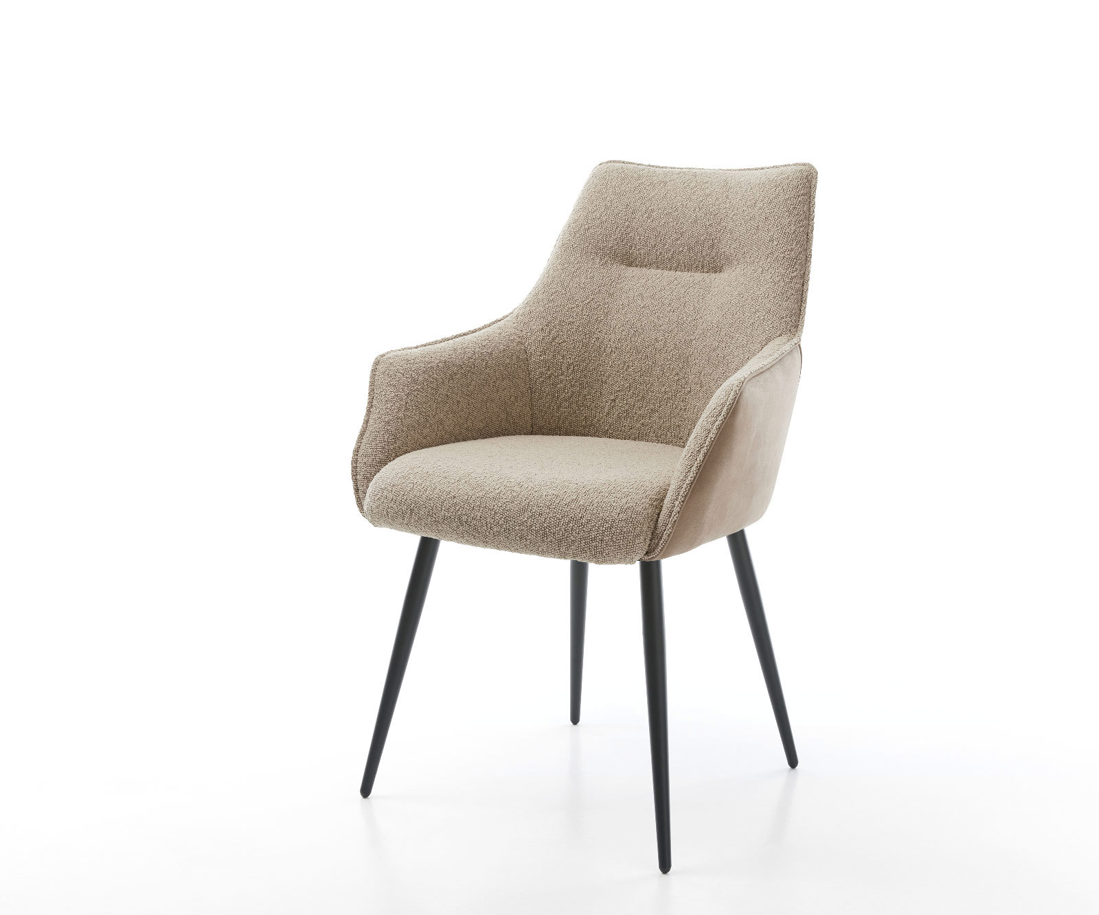 Étkezőszék Alja-Flex karfás vegyes anyagok sötét bézs 4 lábas kúpos fekete zsákrugós