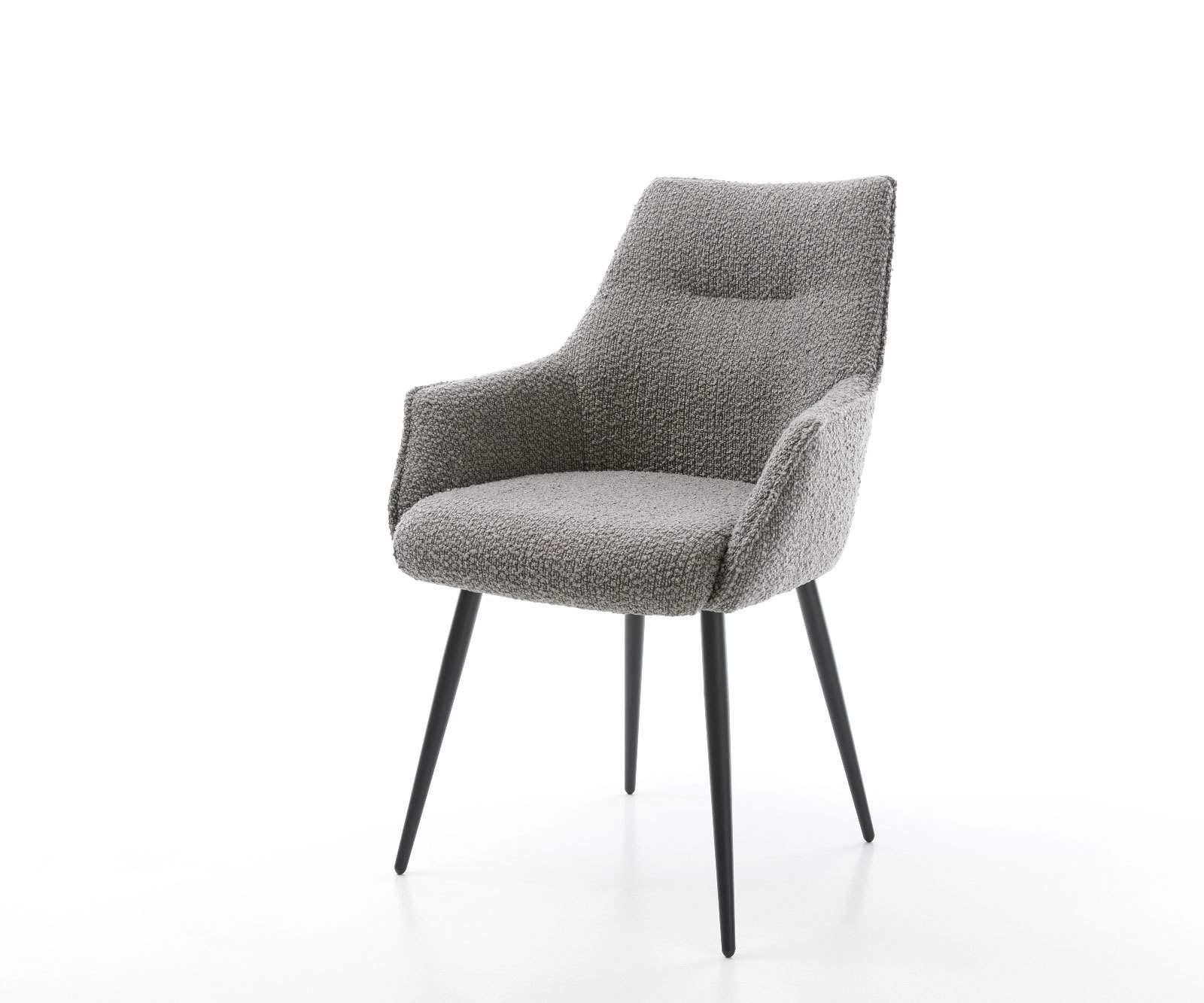 Étkezőszék Alja-Flex karfás bouclé ezüstszürke 4 lábas kúpos fekete zsákrugós