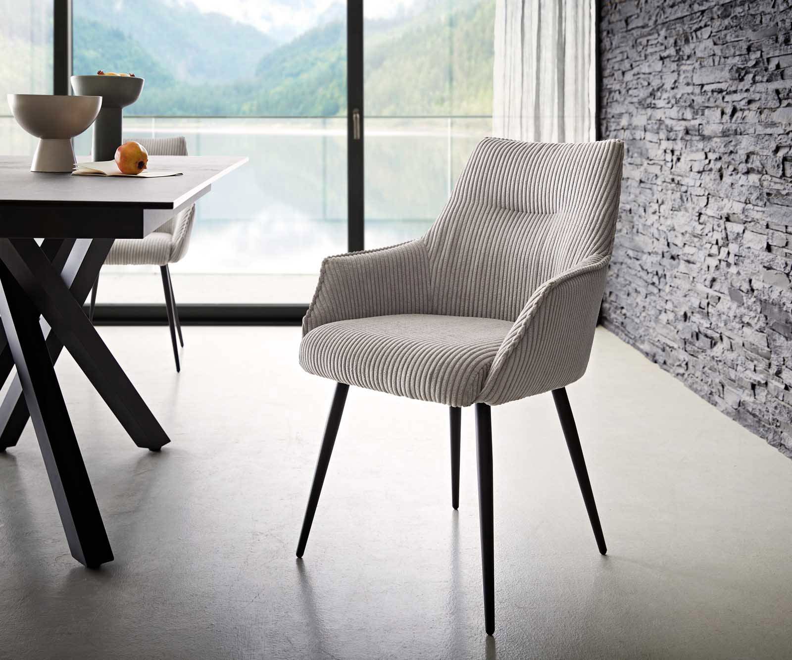 Étkezőszék Alja-Flex karfás mikroszálas ezüstszürke 4 lábas kúpos fekete zsákrugós