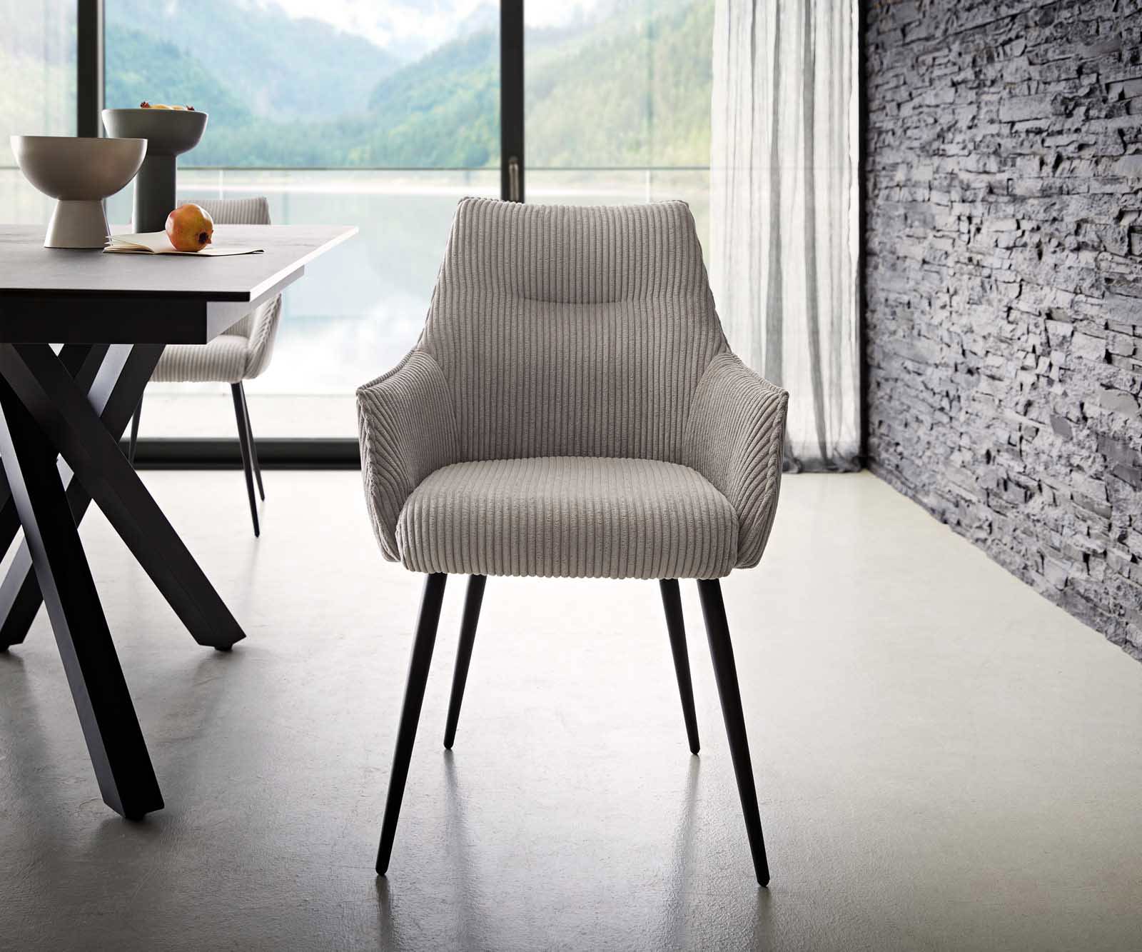 Étkezőszék Alja-Flex karfás mikroszálas ezüstszürke 4 lábas kúpos fekete zsákrugós - Image 2