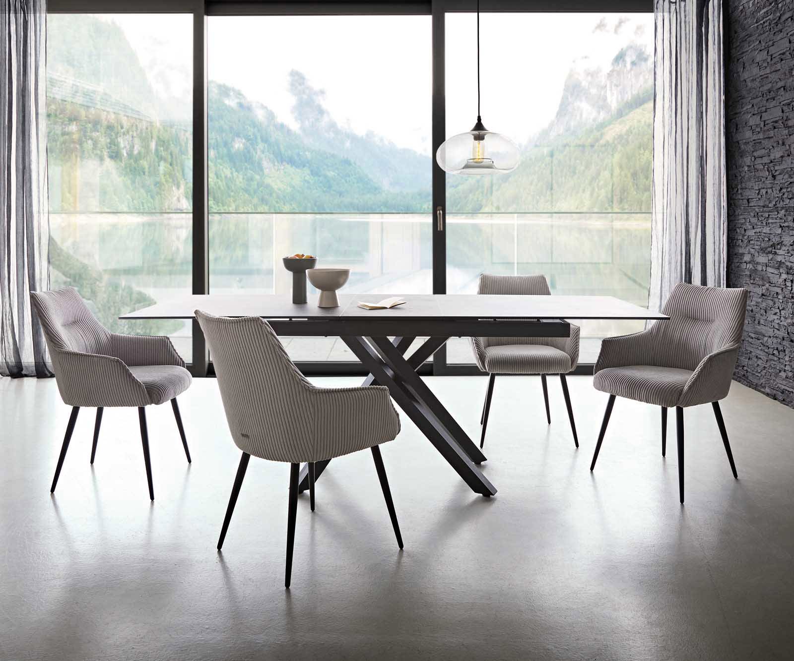 Étkezőszék Alja-Flex karfás mikroszálas ezüstszürke 4 lábas kúpos fekete zsákrugós - Image 4