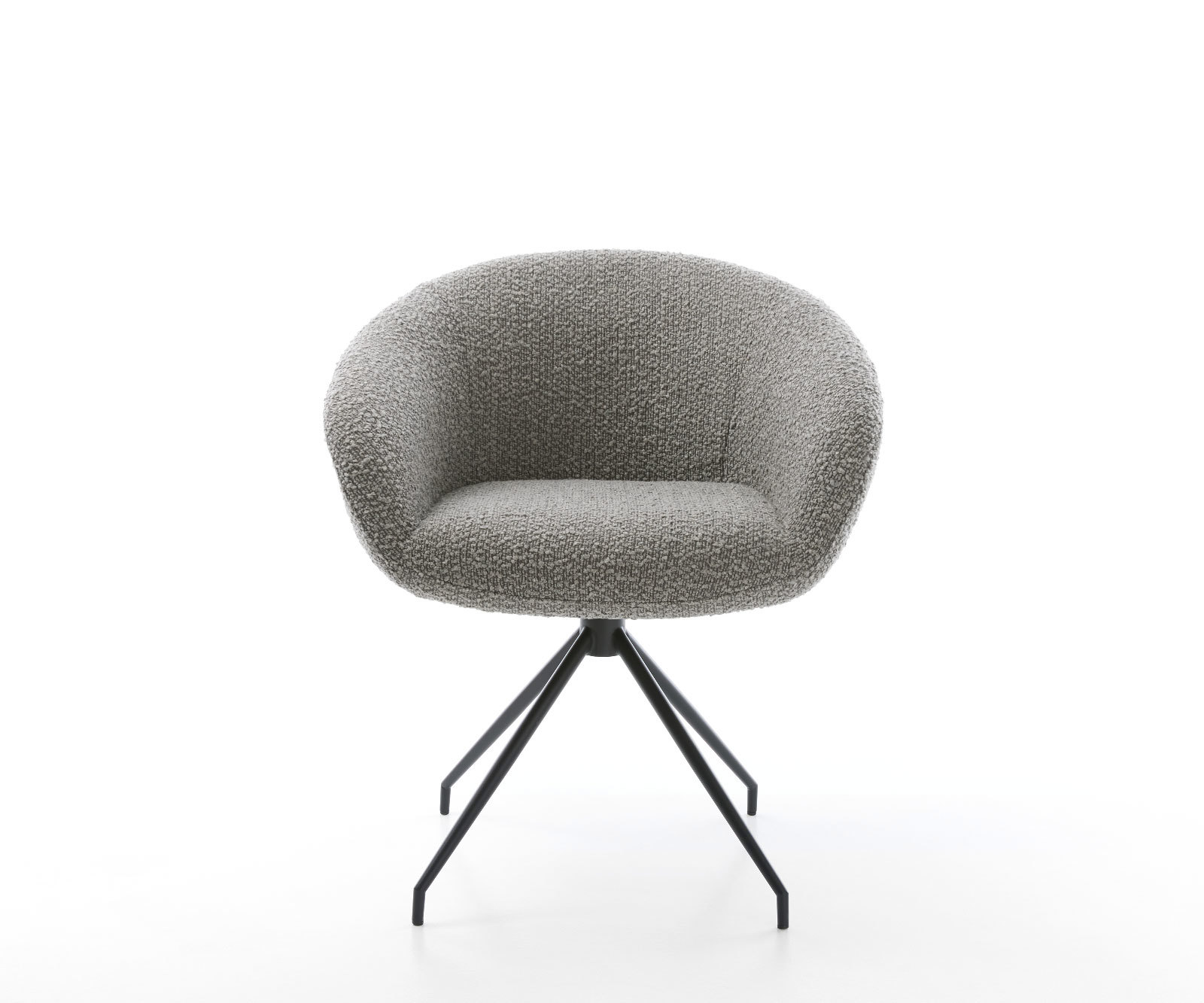 Étkezőszék Vinka-Flex karfás bouclé ezüstszürke kúpos kereszt láb fekete 180° forgatható zsákrugós - Image 2